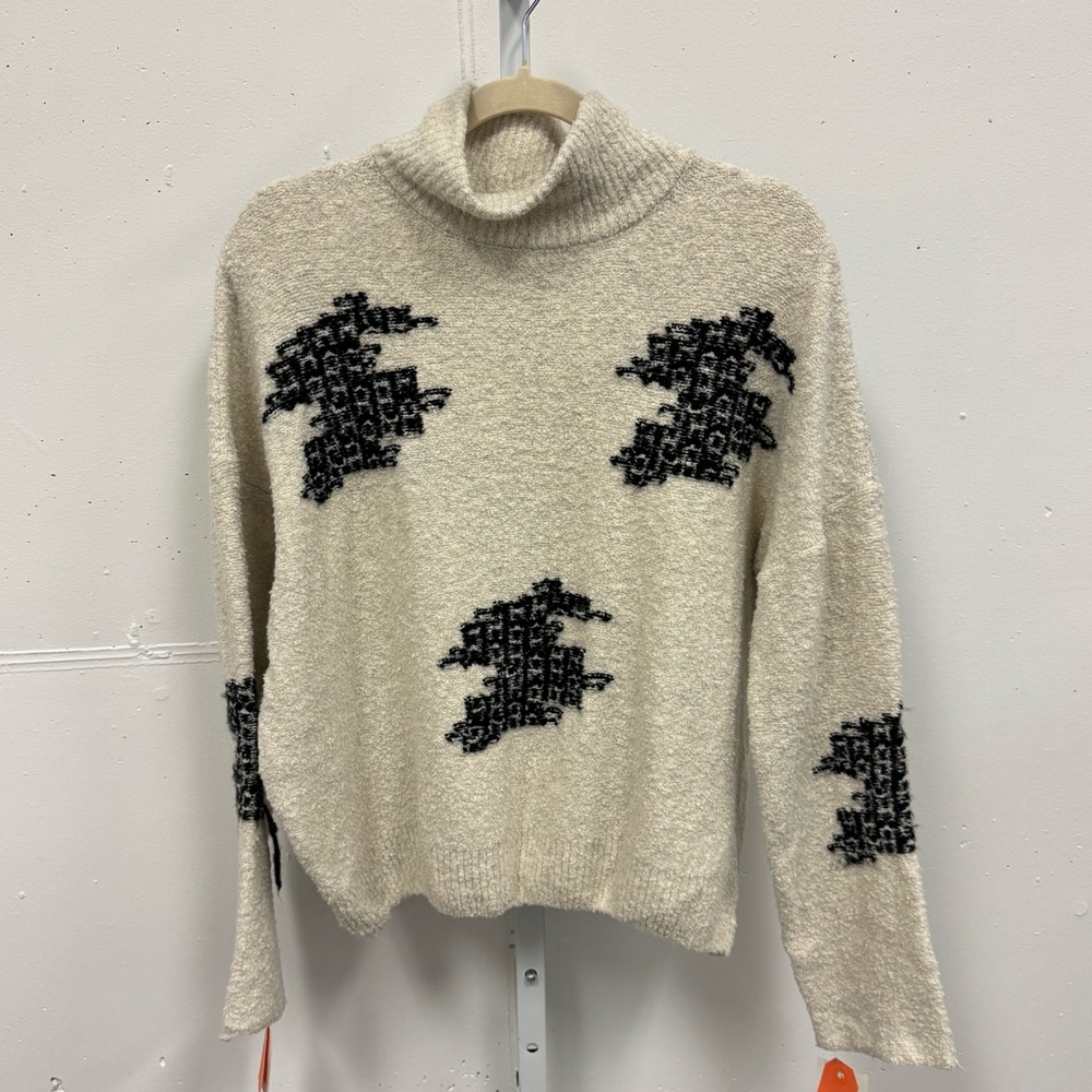 NWT Sita Murt Knit Off White Abstract Print Relaxed Fit Sweater Medium